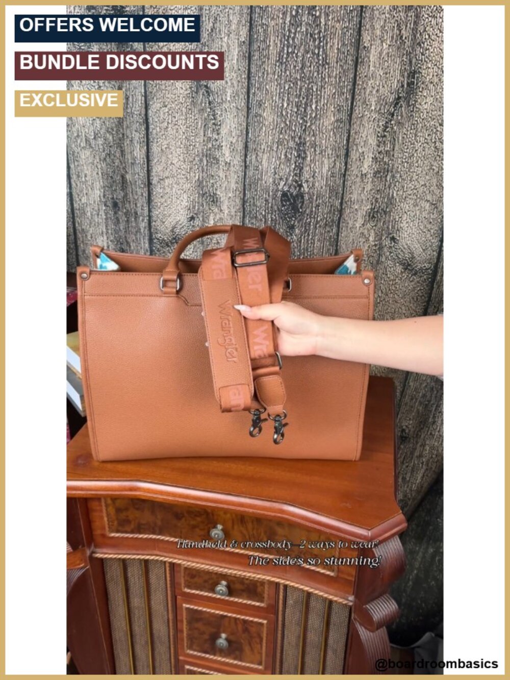 Waterproof Faux Leather Laptop Tote Bag with Crossbody Strap for Work - Picture 6 of 6